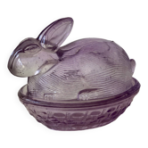 Rabbit molded glass compote bowl