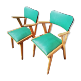 Pair of vintage 60s green armchairs