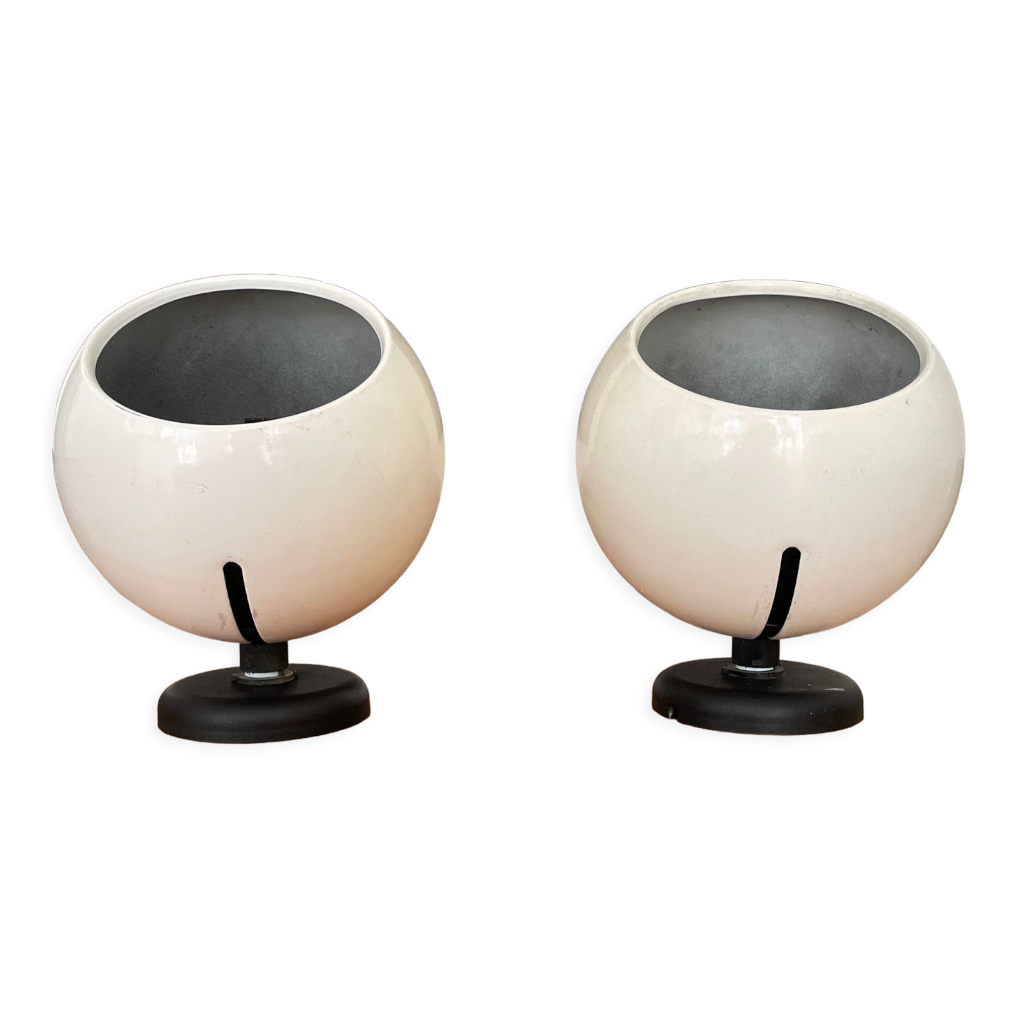 Pair of adjustable vintage wall lamps, white lacquered metal, LITA 1970