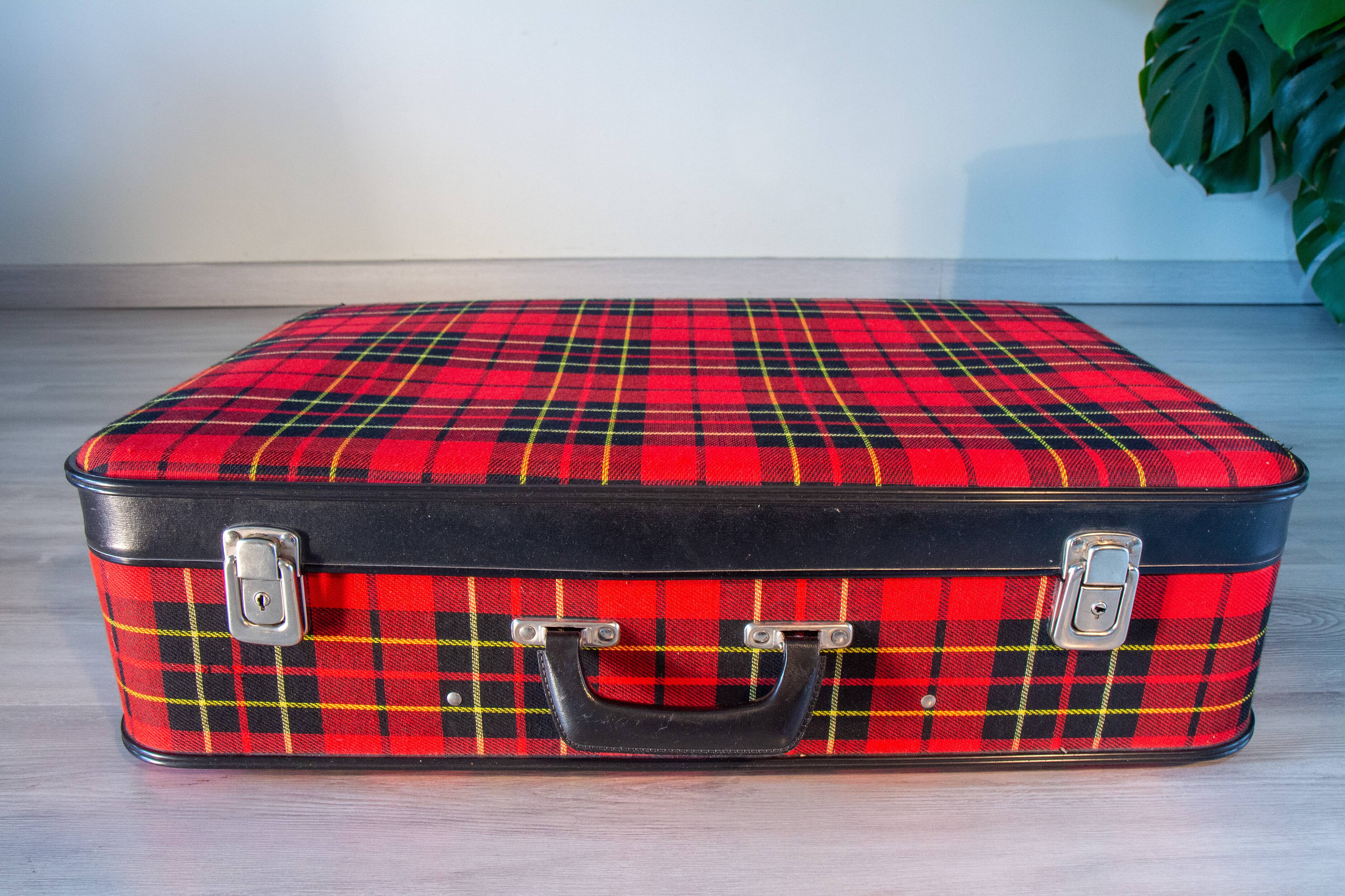 Tartan Scottish fabric suitcase, 1960s