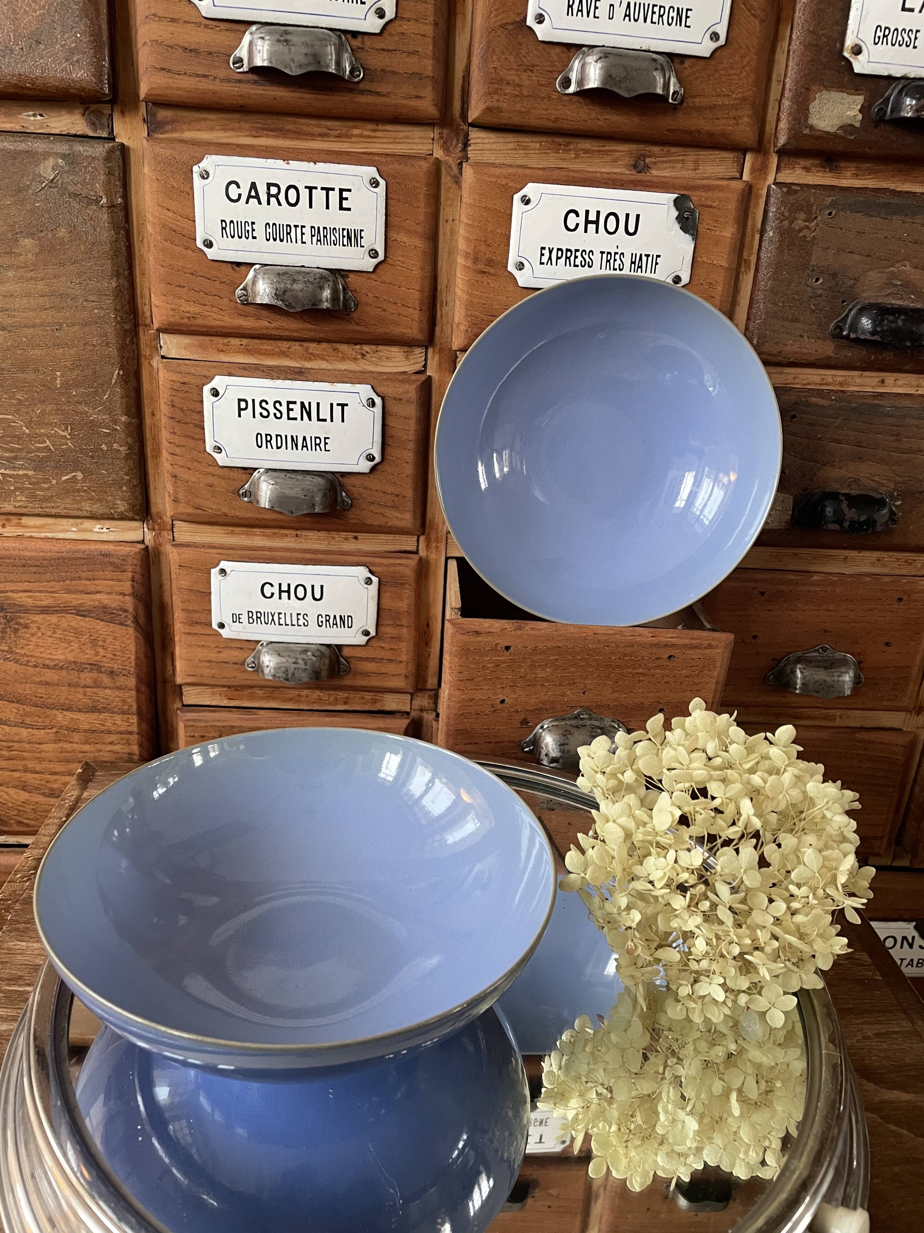 Set of 2 Montgolfier Blue Stoneware Deep Plates