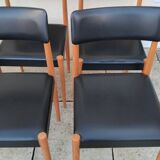 6 vintage faux leather and Scandinavian wood chairs