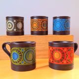 Set of 5 mugs Staffordshire 70s