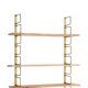 wall shelves wood and brass