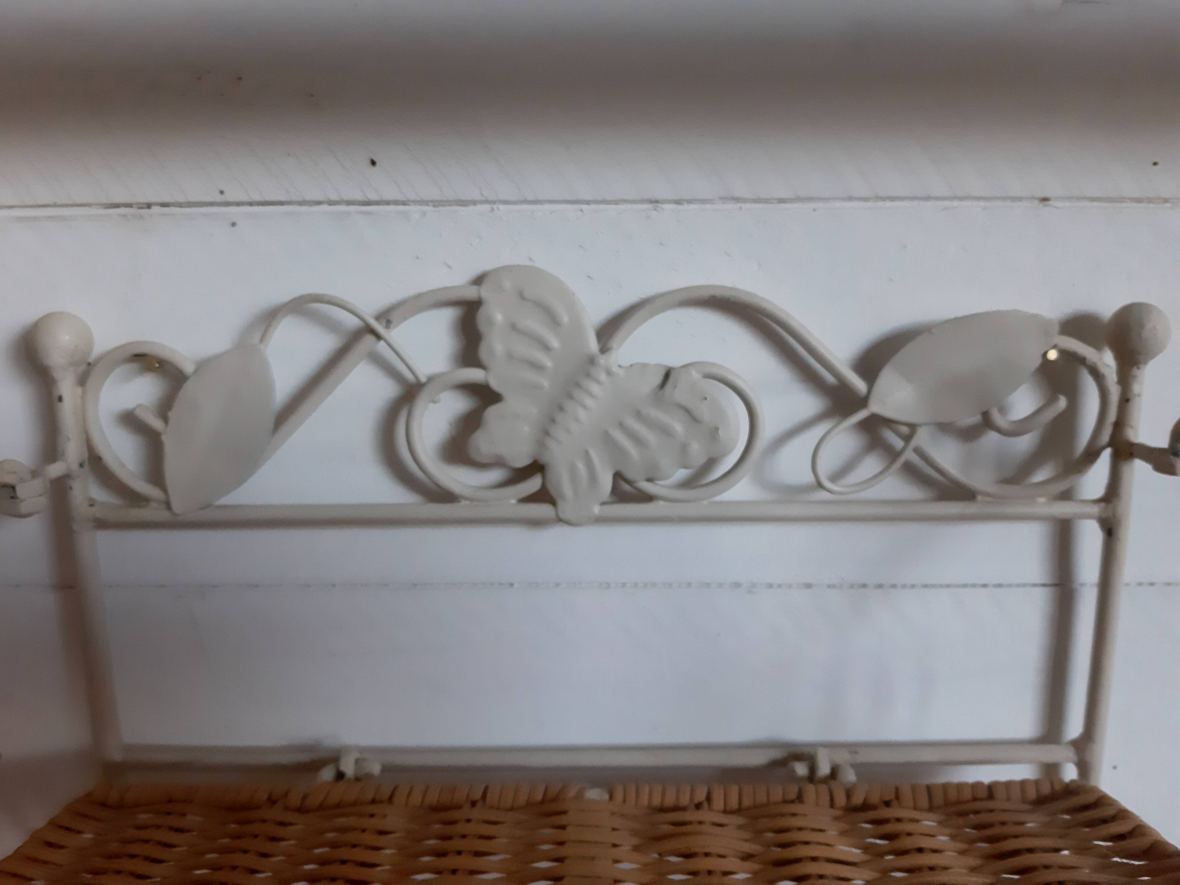 Rattan shelf and wrought iron