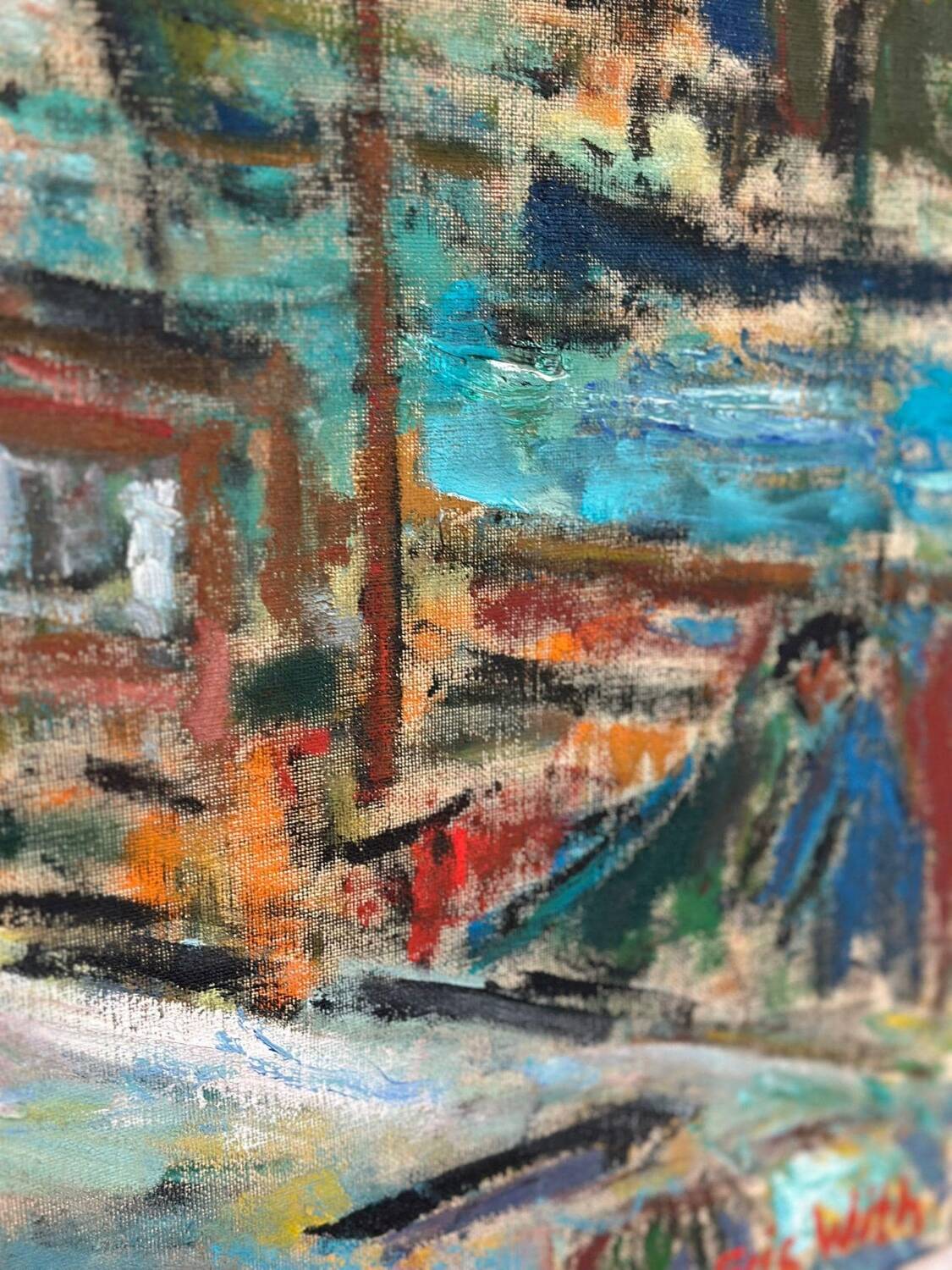 Swedish Oil on Canvas – “Port of Gothenburg” by Eric With