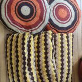 Set of 5 wool crochet cushions 1970s