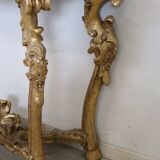 Giltwood antique console table with marble top, Italy 18th century