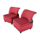 Pair of lounge chairs in red tweed and black vinyl