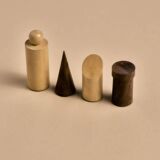 Wooden chessboard, geometric pieces