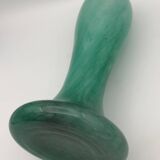 Vintage speckled green marbled glass vase, art nouveau