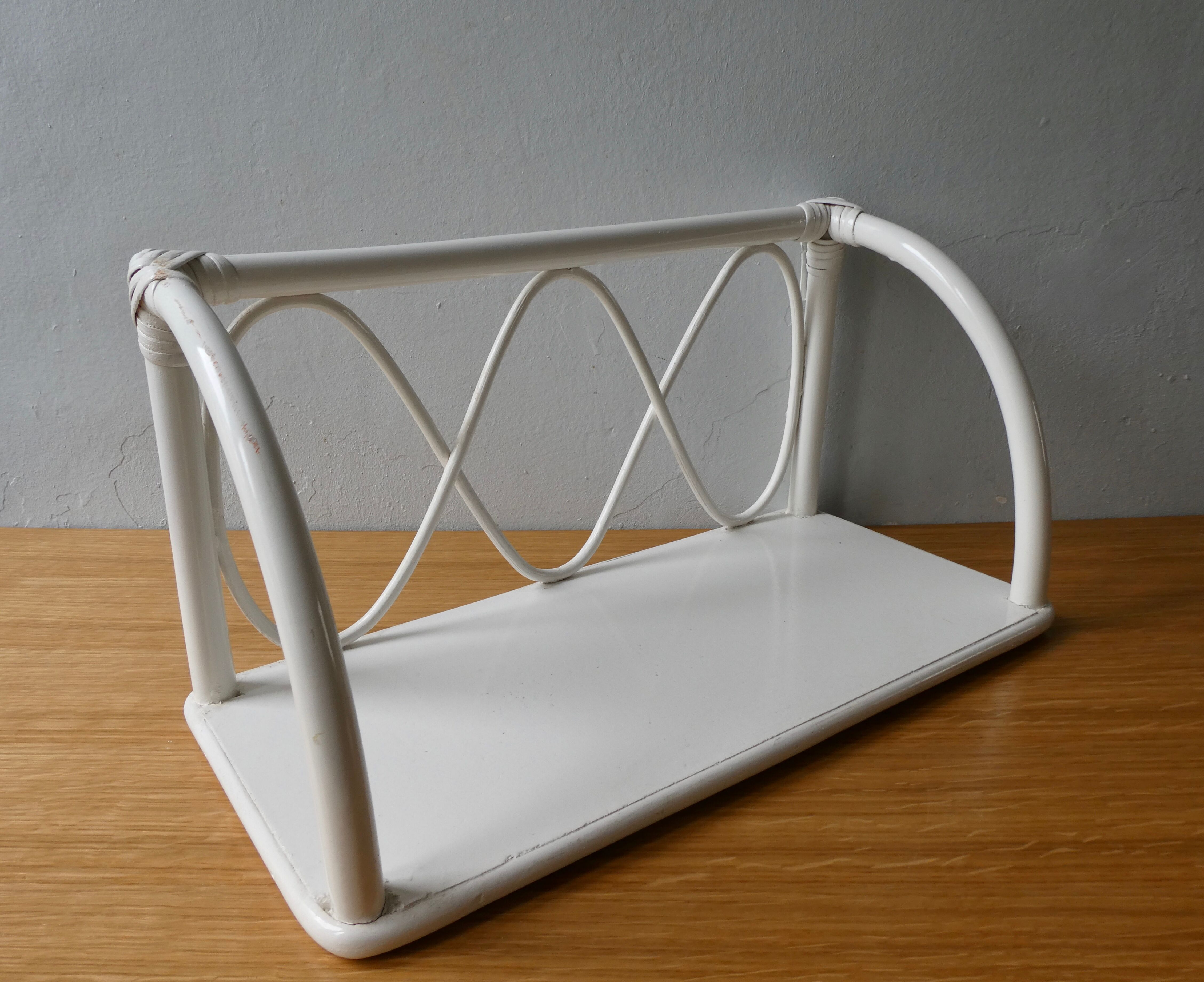 White rattan wall shelf, original colour