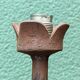Brutalist metal lamp base, flowers