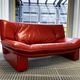 Nicoletti Salotti Italian Designer - Armchair and sofa set 2 places in red leather