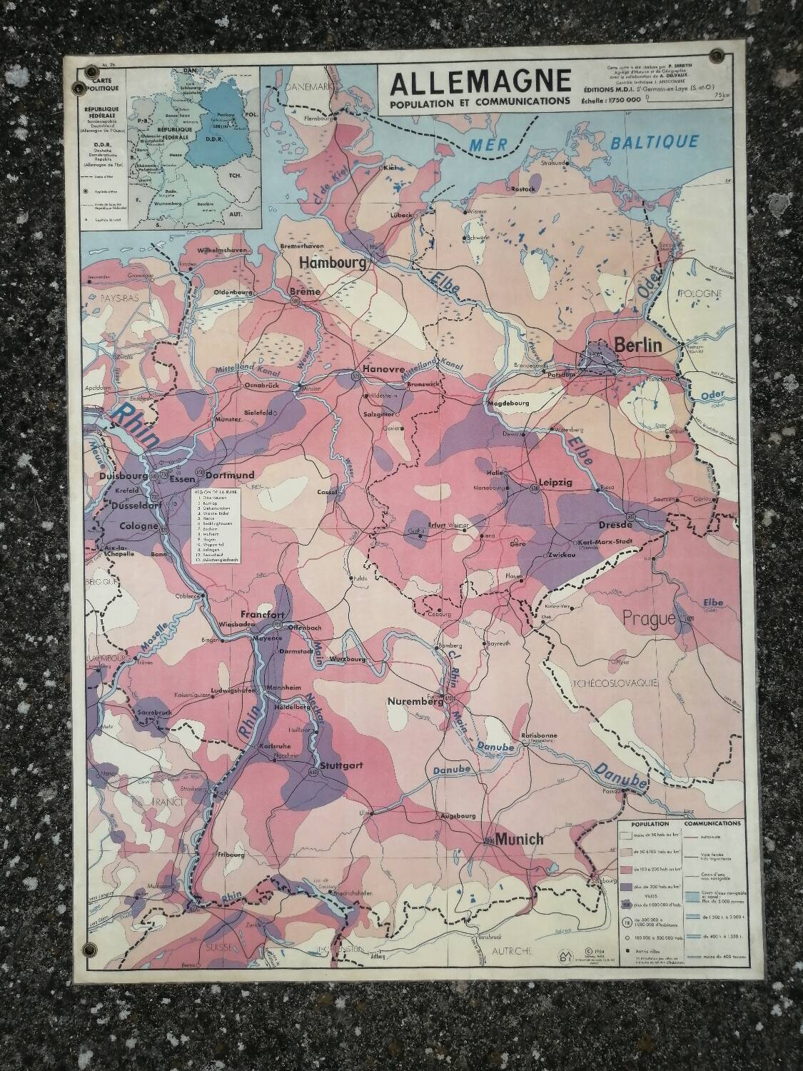 Old MDI map Germany Agricultural and vintage population