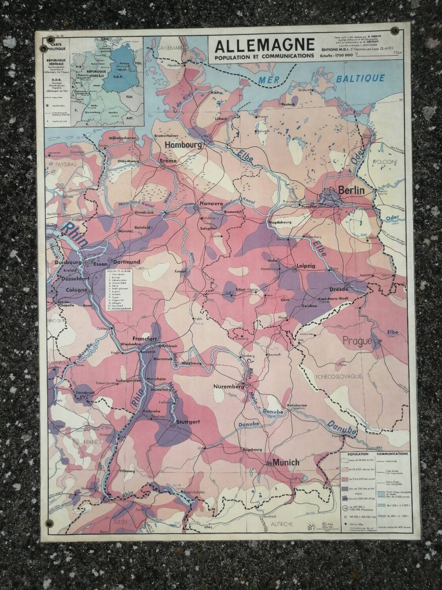 Old MDI map Germany Agricultural and vintage population
