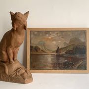 19th century French school, signed oil painting, framed seascape