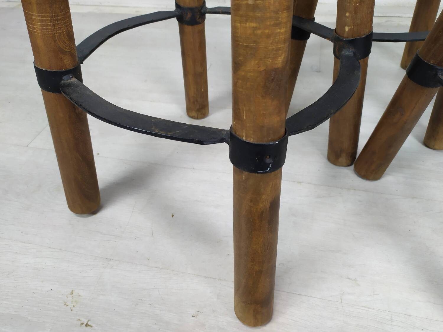 3 brutalist bar stools