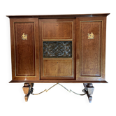 Art Deco sideboard or bar furniture, various veneers, bronze and ironwork, c