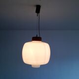 Scandinavian opaline and wood pendant - 1950s