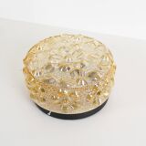 Original 1970’s amber Glass ‘Flower’ wall lamps by Erco