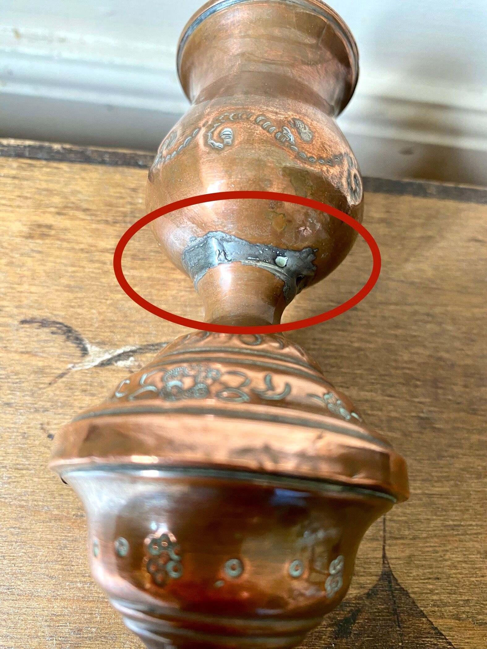 Old copper candle holder