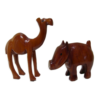 Two wooden animals