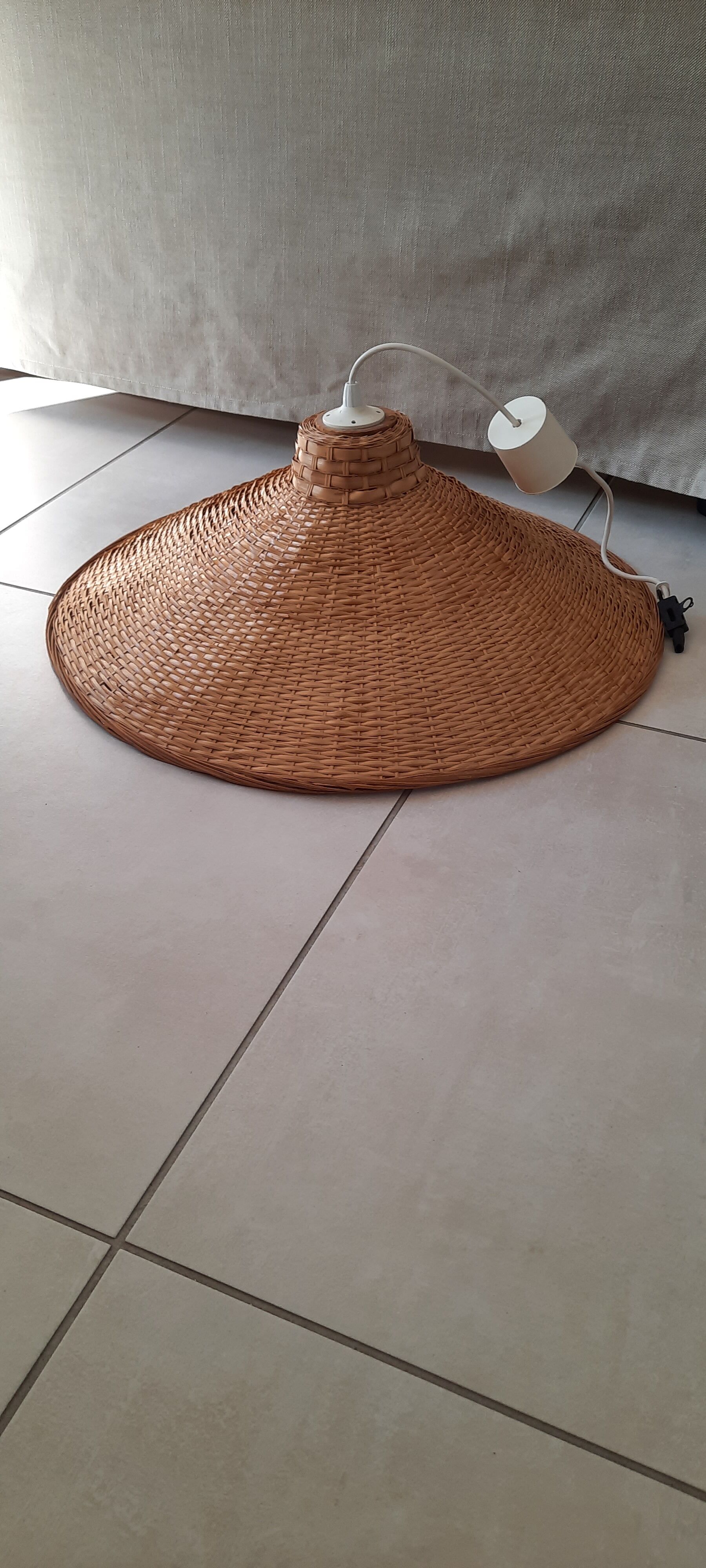 Large wicker ceiling lamp