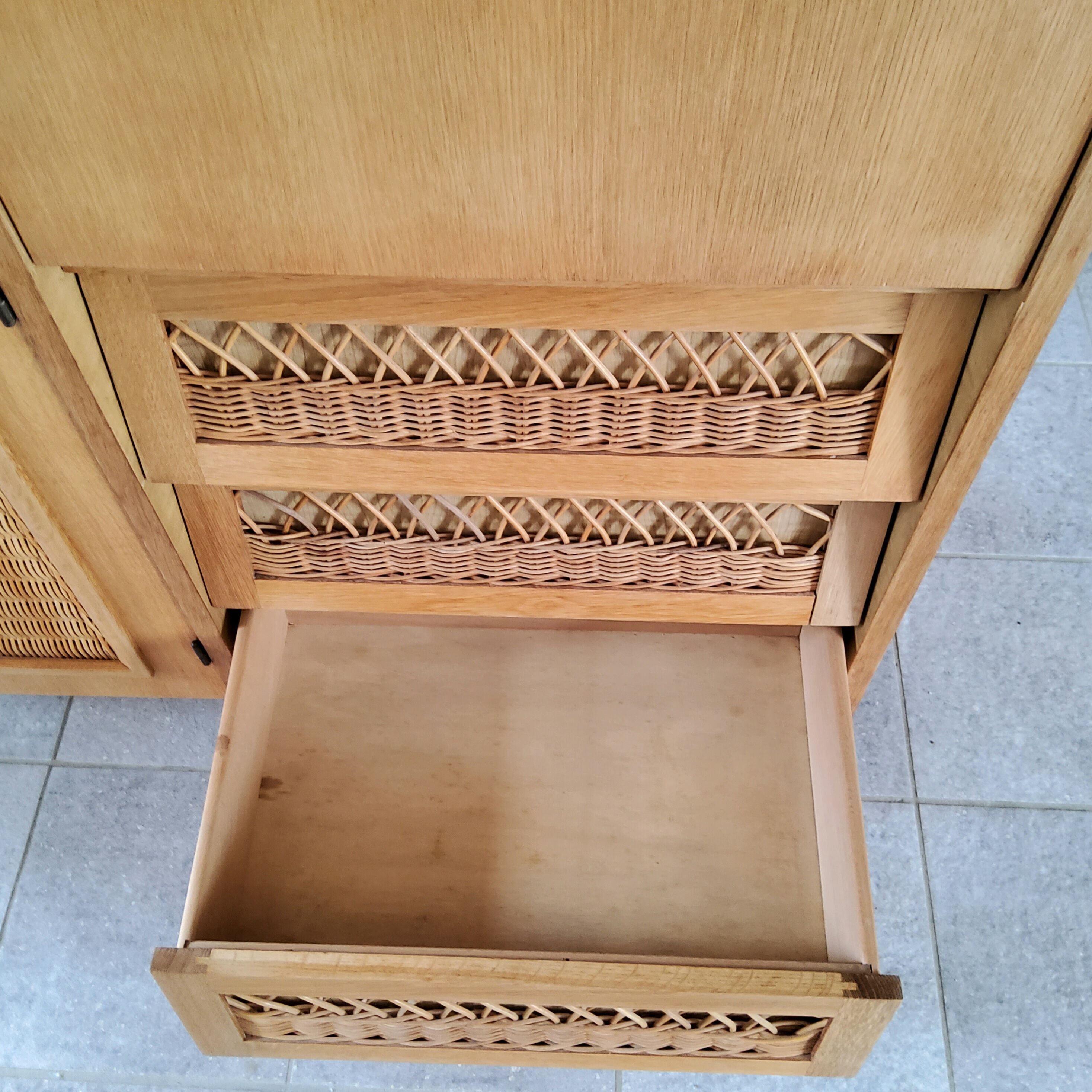 Wood and rattan cabinet