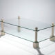 Table basse en travertin et verre signée Philippe Barbier années 70