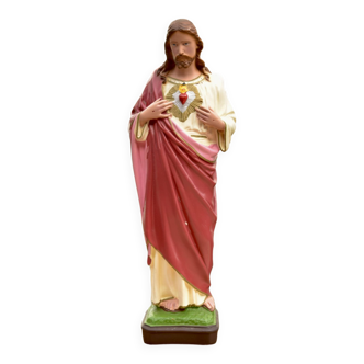 Sacred Heart of Jesus statuette in hand-painted resin - 40 cm - Made in Italy