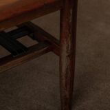 Vintage Rosewood Coffee Table Leather Magazine Shelf Topform Dutch MCM 1960