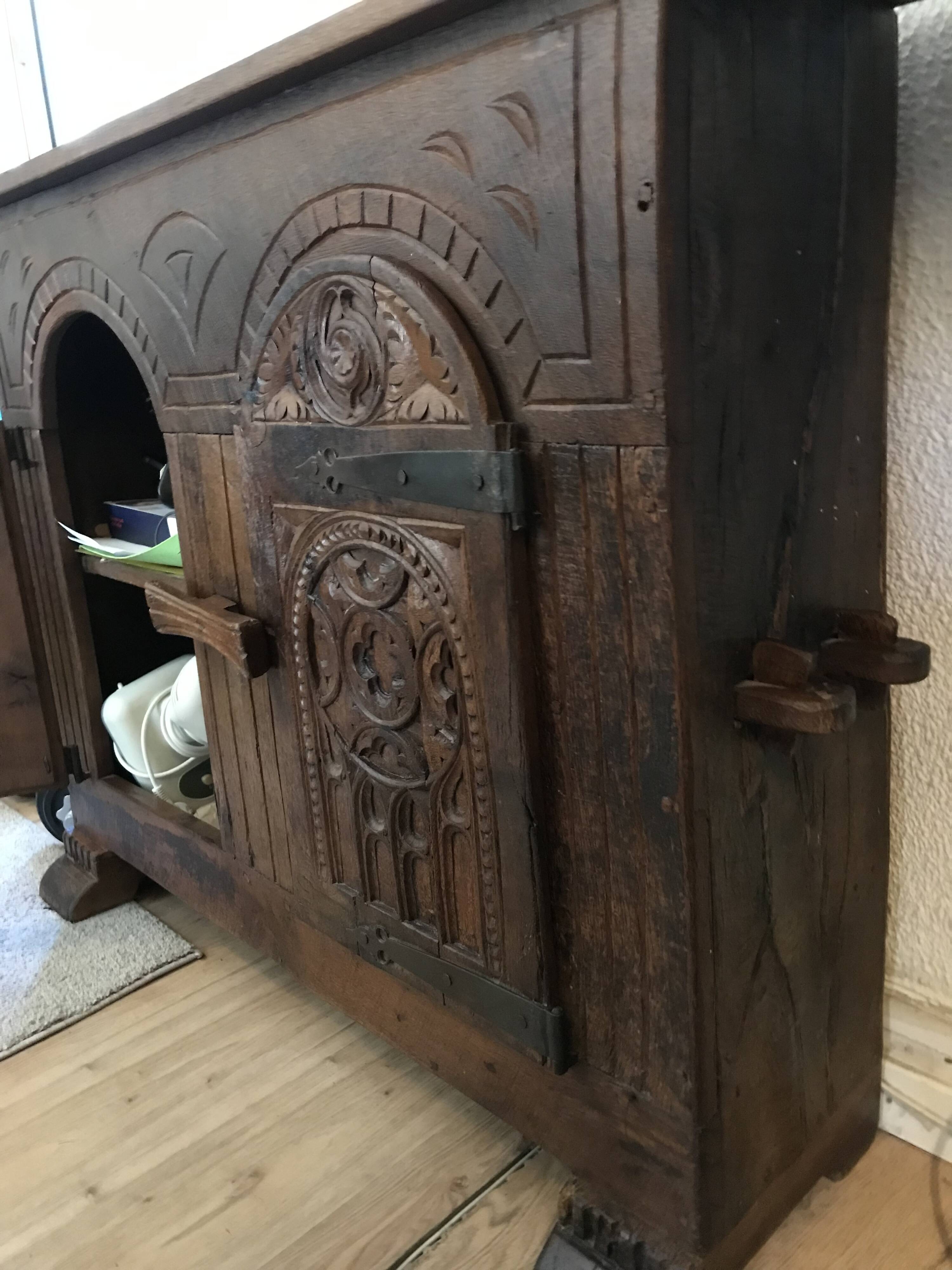 19th Century Neo-Gothic Sideboard / Chest in Solid Oak