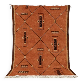 Beni Ourain rug in terracotta and brown wool, 150/250cm