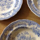 5 plates in faience old blue pattern flower bird