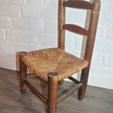 Ancien chaise paillée en bois chevillé