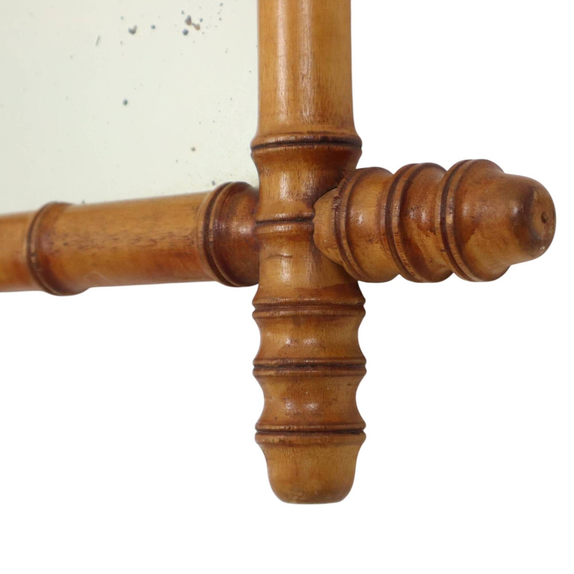 Antique Wooden Faux Bamboo Chinoiserie Mirror 40x34cm