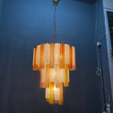 Large Multicolored Murano Glass Tube Chandelier, 1980s