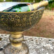 Ornate Floral Pedestal Champagne Cooler, brass ice bucket
