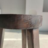 Small high tripod stool in brown solid wood