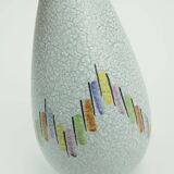 Steuler mid century modern ceramic vase 1950s drip glaze colorful pattern