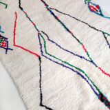 Moroccan Berber carpet azilal ecru with colorful patterns 232x162cm