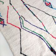 Moroccan Berber carpet azilal ecru with colorful patterns 232x162cm
