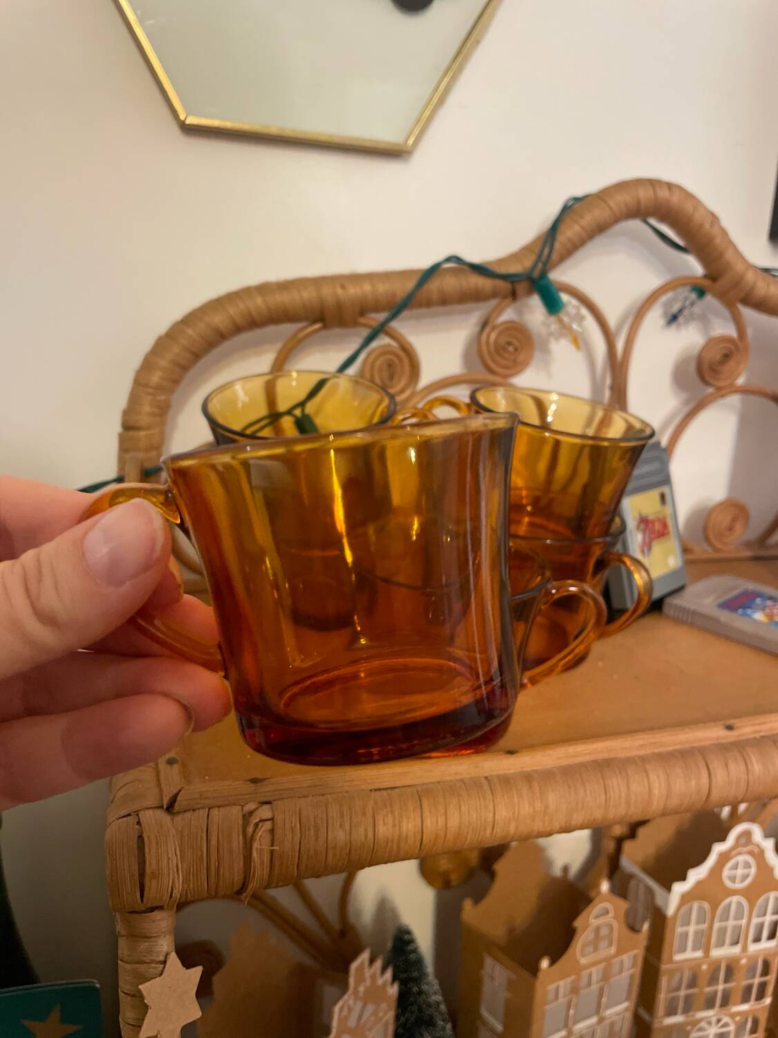 6 tasses à café Duralex – Verre ambré vintage