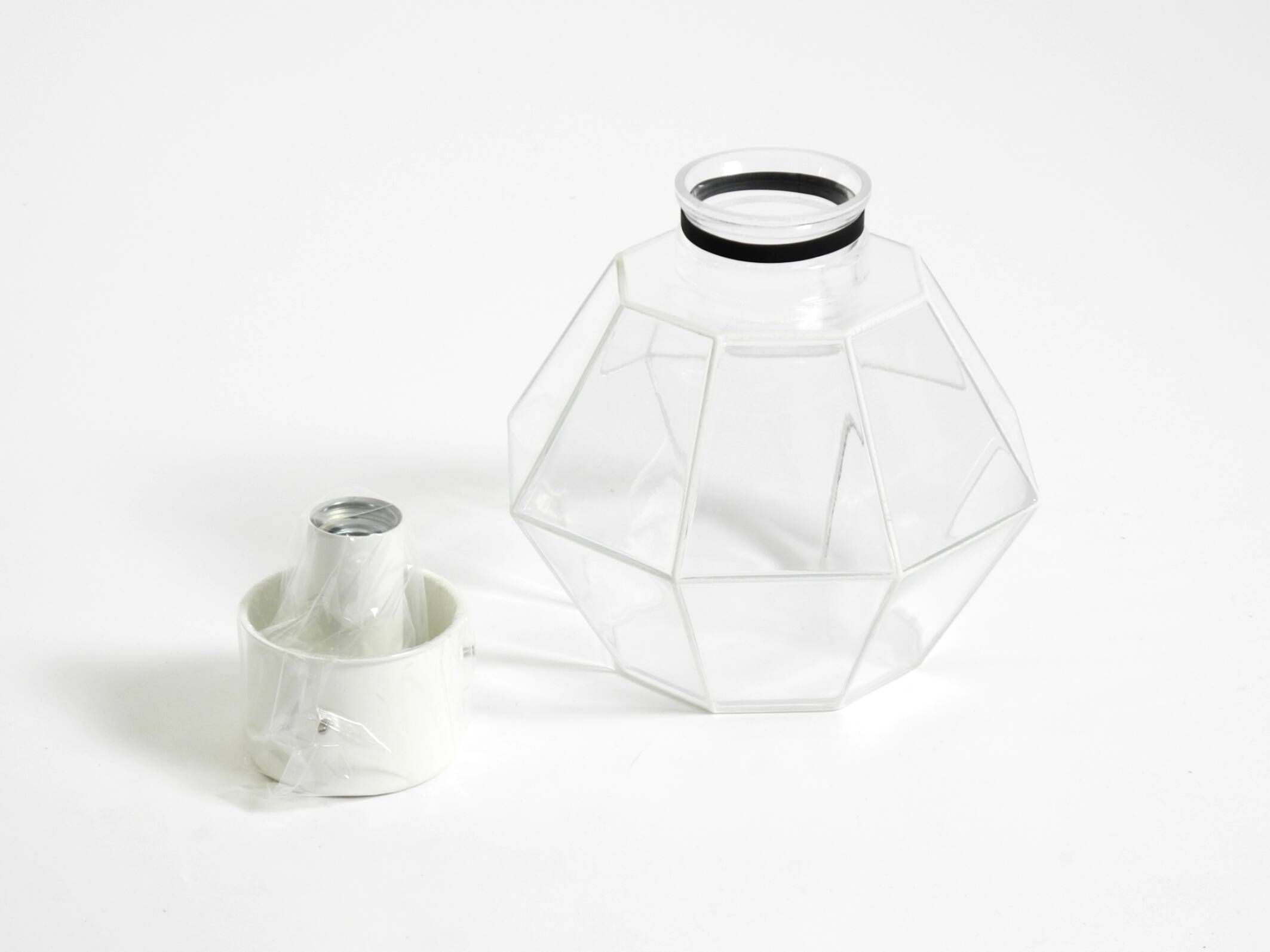 1970s Limburg glass ceiling lamp in octagon shape with its original box