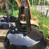 Set of black industrial lamps from the 1970s