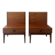 Modernist pair / Scandinavian wooden bedside tables, 1970 design.