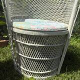 Set of 2 Vintage White Rattan Armchairs – 1970s