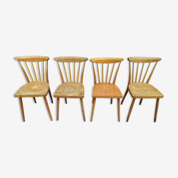 Lot de 4 chaises de bistrot en bois