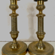 Pair of Louis XVI style candlesticks in chiseled and gilded bronze - XIXth century